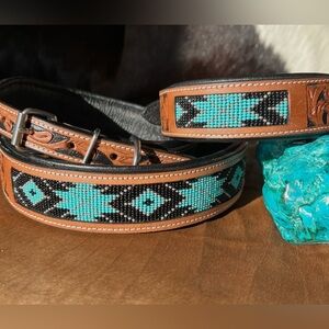 Genuine Tooled Leather Dog Collar (brand new)